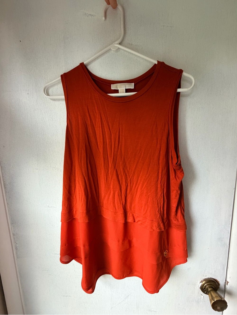 Michael Kors Red-Orange Layered Sleeveless Tank Top